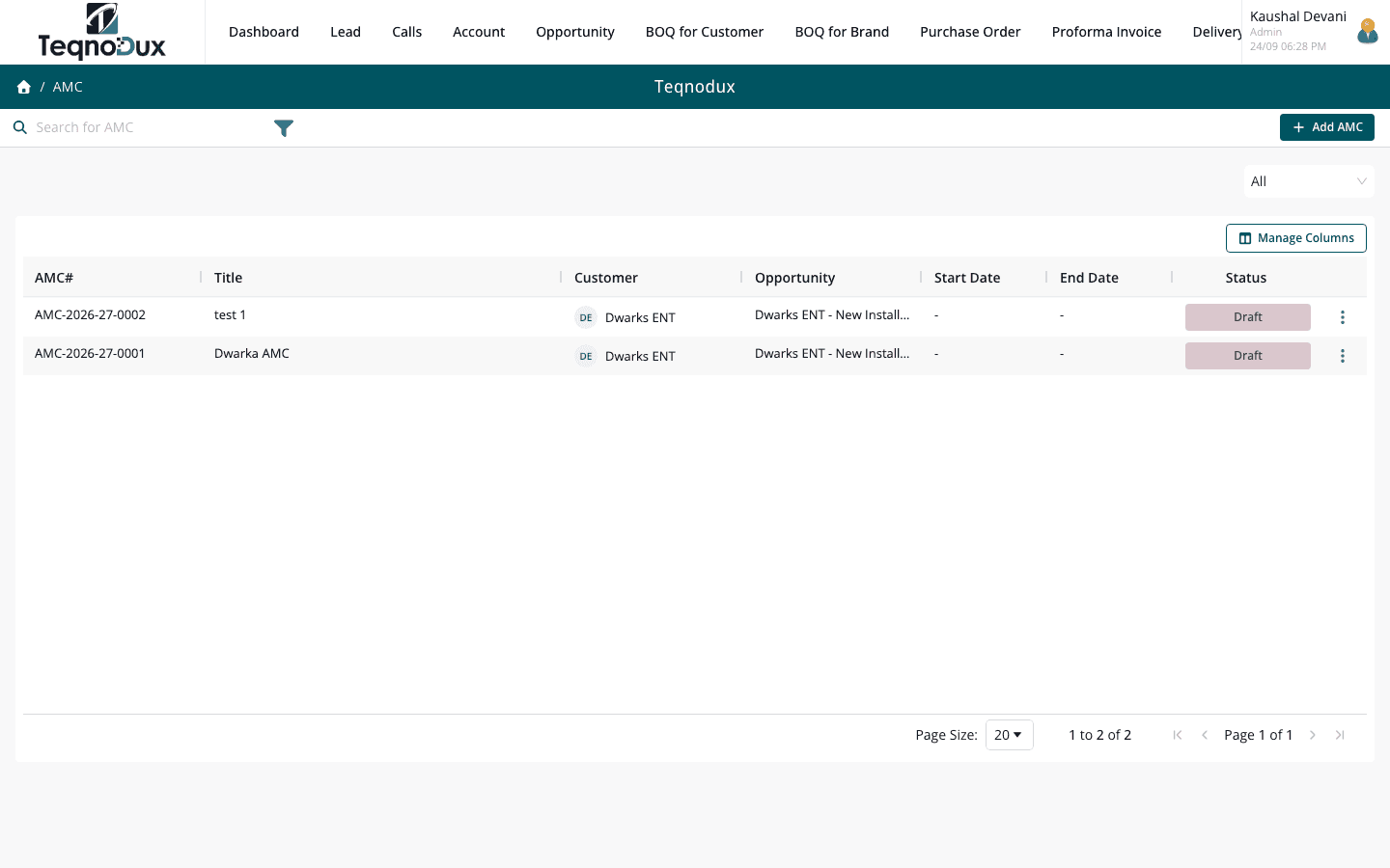 AMC — Service Contracts in HVAC Flow